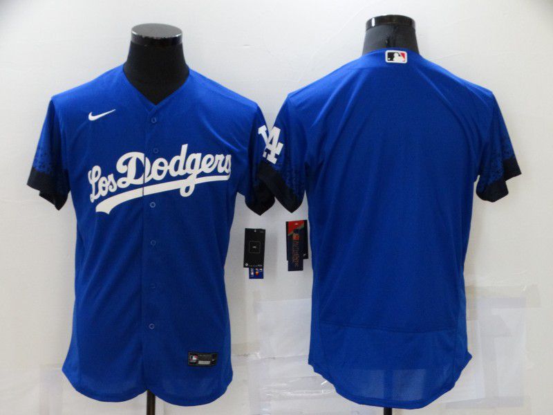 Men Los Angeles Dodgers Blank Blue City Edition Elite Nike 2021 MLB Jersey